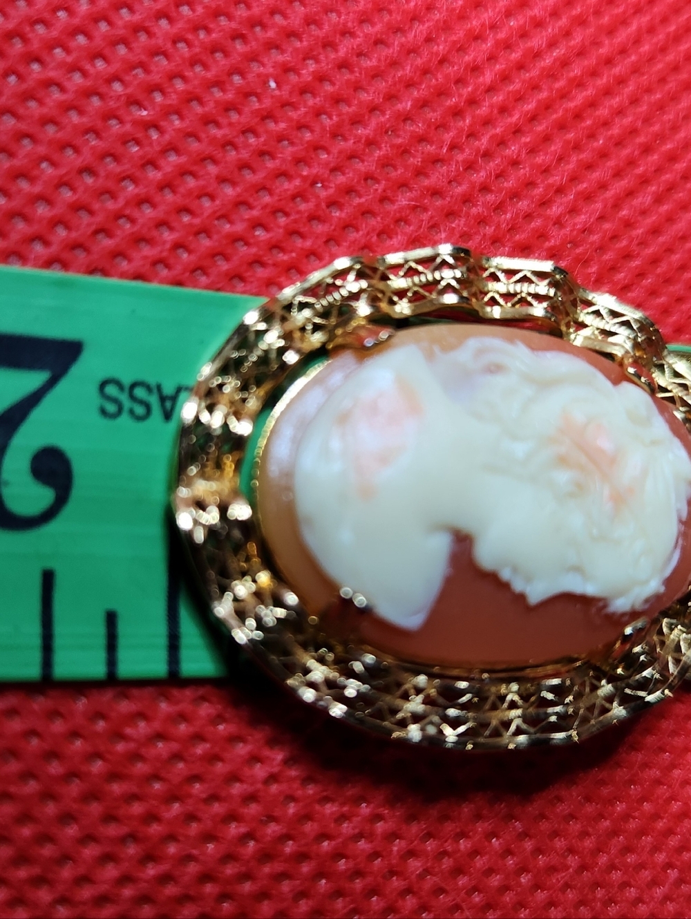 Vtg.  Cameo Lady 12K GF Filigree Brooch/Pin - Picture 5 of 5